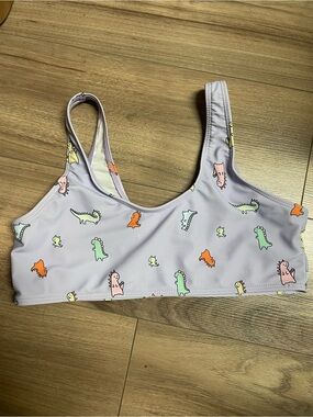 Girls swim top light purple with Dinosaurs